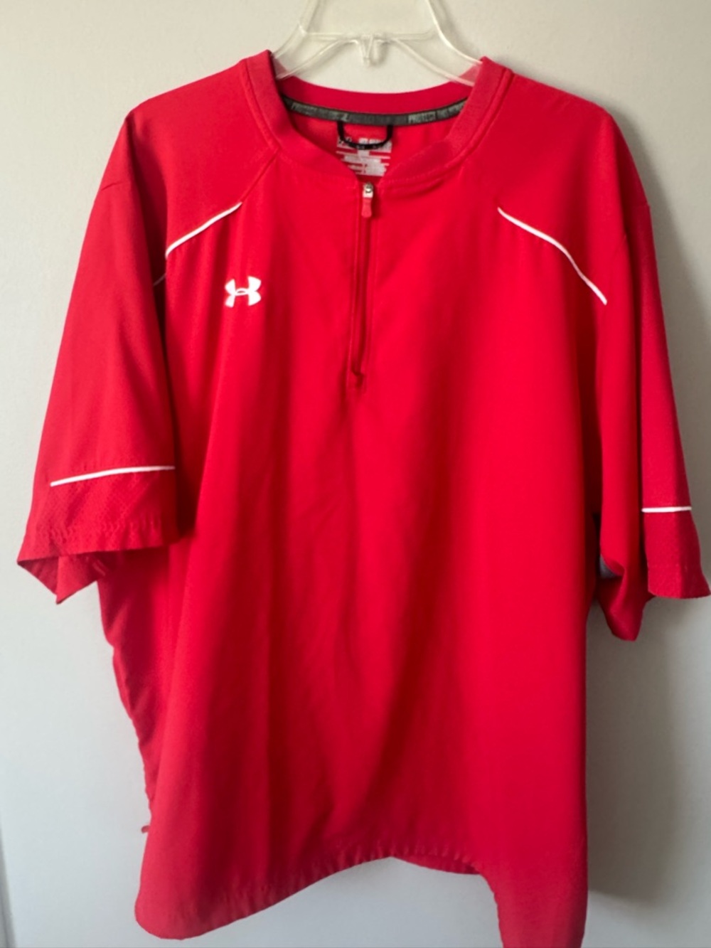 Under Armour All Season Gear Jacket Baseball Mens 2XL Quarter Zip Wind Shell Red